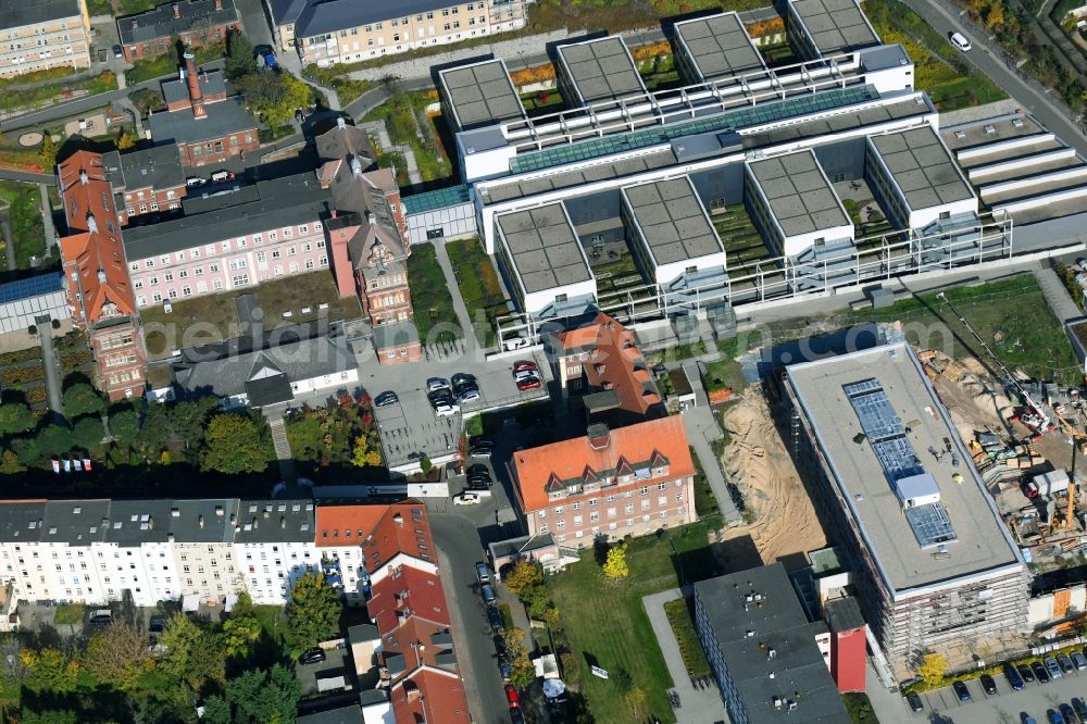 Brandenburg an der Havel from above - Construction site for a new extension to the hospital grounds Staedtisches Klinikum Brandenburg GmbH on Hochstrasse in Brandenburg an der Havel in the state Brandenburg, Germany