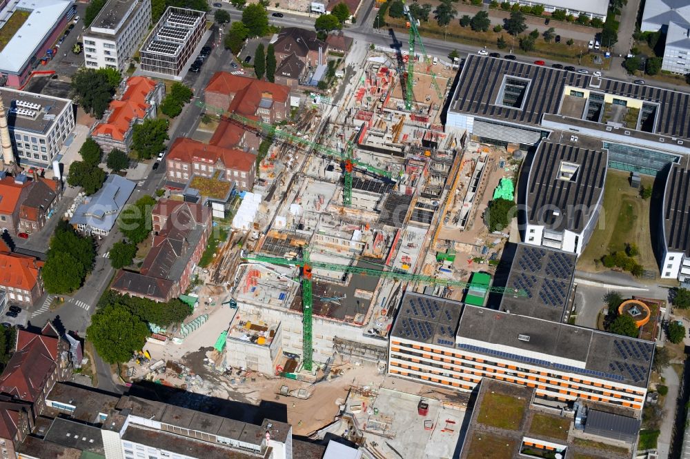 Karlsruhe from the bird's eye view: Construction site for a new extension to the hospital grounds Staedtisches Klinikum Karlsruhe on Moltkestrasse in Karlsruhe in the state Baden-Wurttemberg, Germany