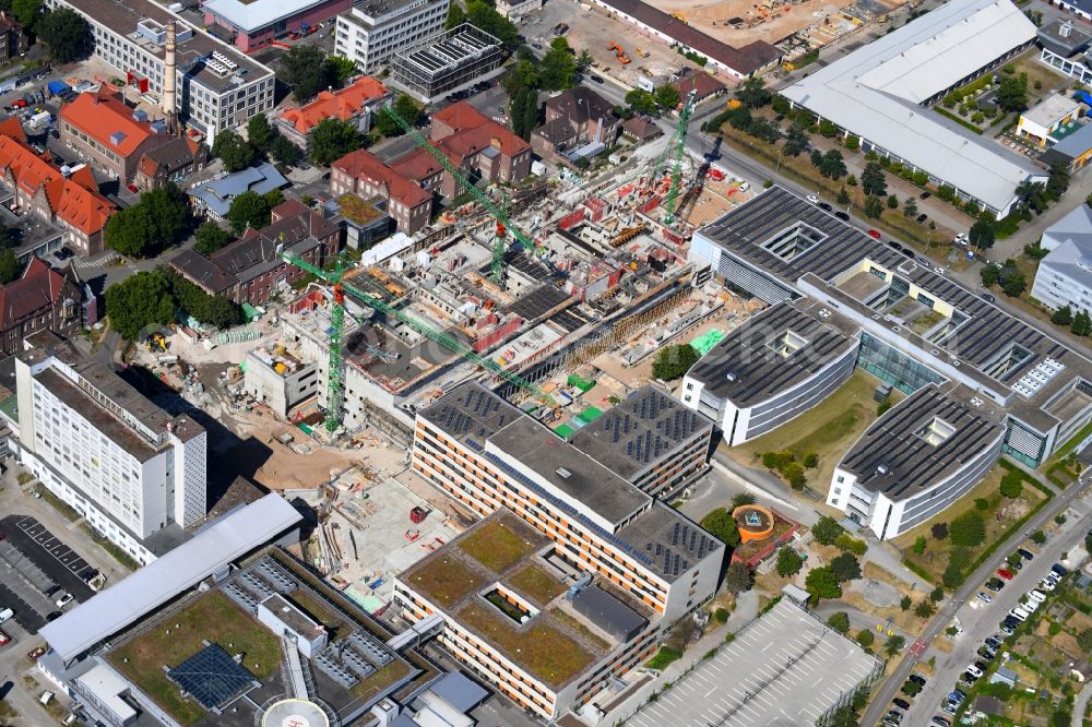 Aerial image Karlsruhe - Construction site for a new extension to the hospital grounds Staedtisches Klinikum Karlsruhe on Moltkestrasse in Karlsruhe in the state Baden-Wurttemberg, Germany