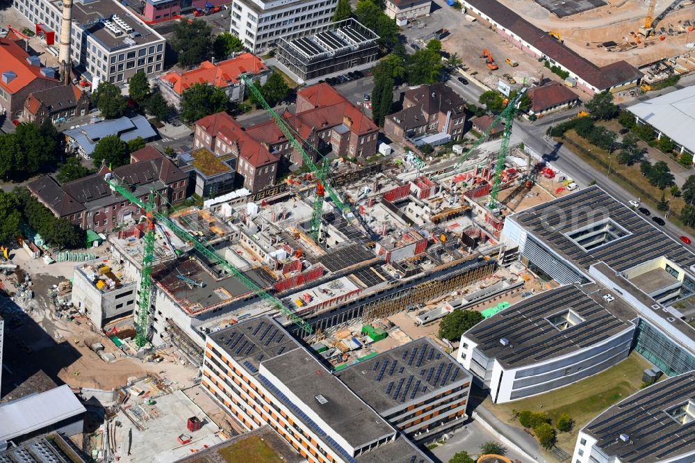 Aerial photograph Karlsruhe - Construction site for a new extension to the hospital grounds Staedtisches Klinikum Karlsruhe on Moltkestrasse in Karlsruhe in the state Baden-Wurttemberg, Germany