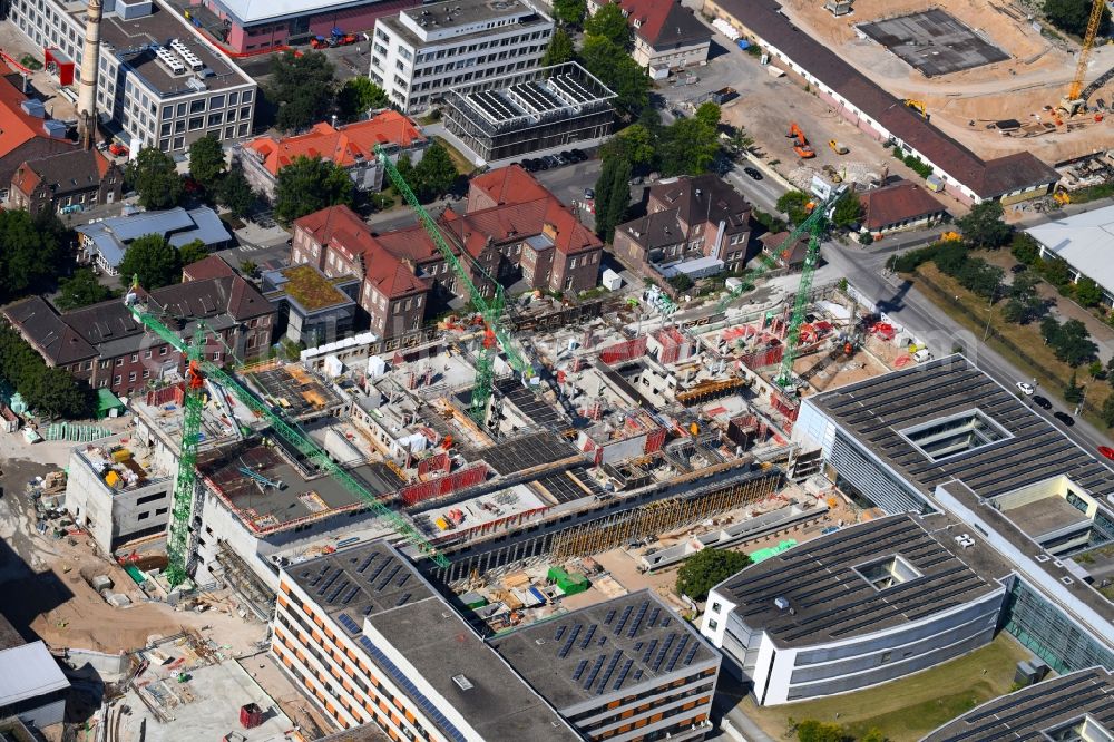 Karlsruhe from above - Construction site for a new extension to the hospital grounds Staedtisches Klinikum Karlsruhe on Moltkestrasse in Karlsruhe in the state Baden-Wurttemberg, Germany