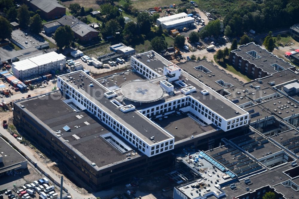 Aerial image Lübeck - Construction site for a new extension to the hospital grounds UKSH Universitaetsklinikum Schleswig-Holstein in the district St. Juergen in Luebeck in the state Schleswig-Holstein, Germany