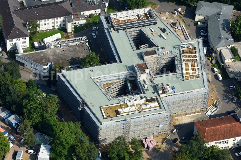 Bonn from above - Construction site for a new extension to the hospital grounds Universitaetsklinikum Bonn in Bonn in the state North Rhine-Westphalia, Germany