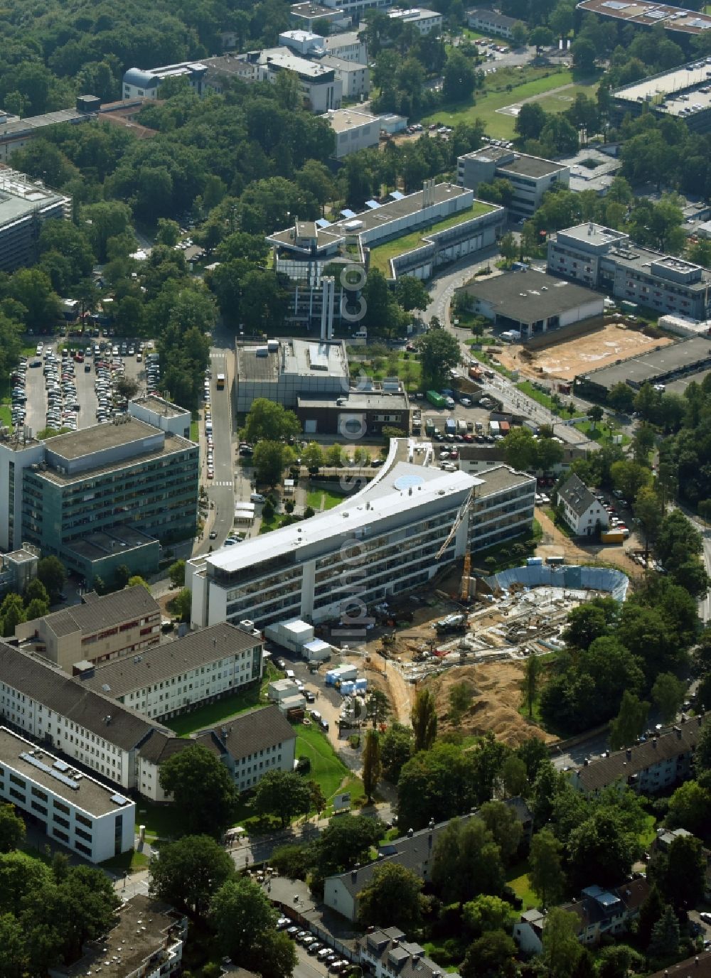 Bonn from above - Construction site for a new extension to the hospital grounds Universitaetsklinikum Bonn on Sigmund-Freud-Strasse in Bonn in the state North Rhine-Westphalia, Germany