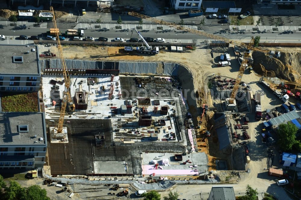 Aerial image Leipzig - Construction site for a new extension to the hospital grounds Universitaetsklinikum Leipzig on Liebigstrasse in Leipzig in the state Saxony