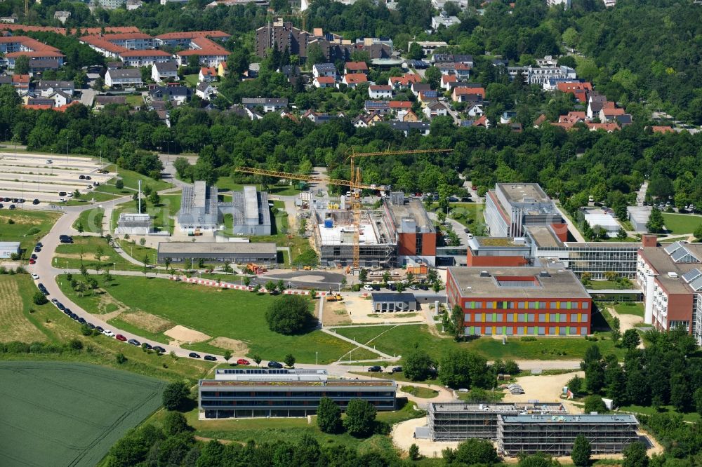 Aerial photograph Regensburg - Construction site for a new extension to the hospital grounds Universitaetsklinikum Regensburg on Franz-Josef-Strauss-Allee in Regensburg in the state Bavaria, Germany