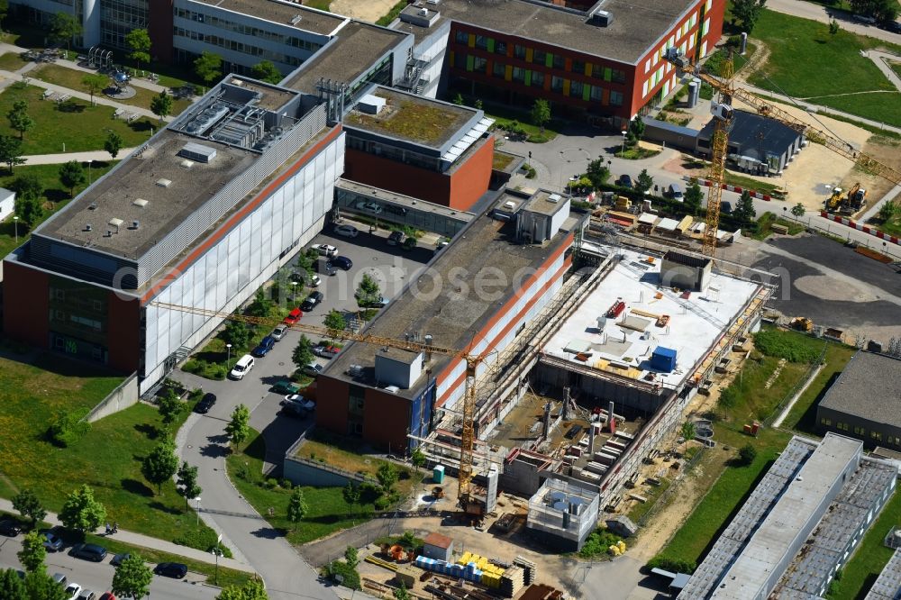 Aerial image Regensburg - Construction site for a new extension to the hospital grounds Universitaetsklinikum Regensburg on Franz-Josef-Strauss-Allee in Regensburg in the state Bavaria, Germany