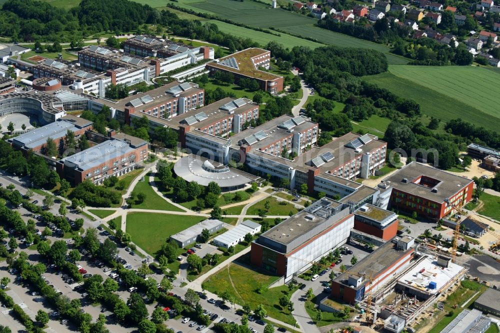 Aerial photograph Regensburg - Construction site for a new extension to the hospital grounds Universitaetsklinikum Regensburg on Franz-Josef-Strauss-Allee in Regensburg in the state Bavaria, Germany