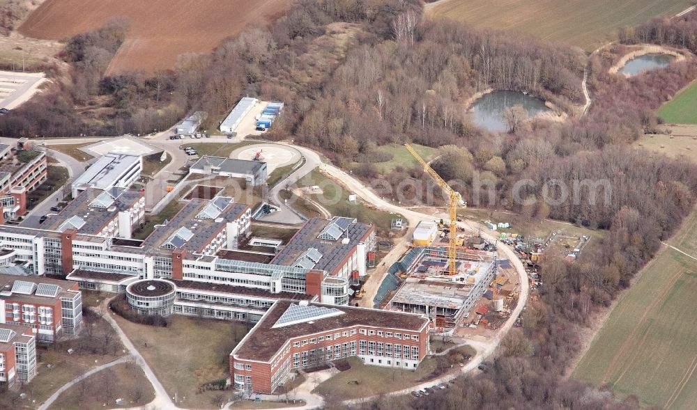 Aerial image Regensburg - Construction site for a new extension to the hospital grounds Universitaetsklinikum Regensburg on Franz-Josef-Strauss-Allee in Regensburg in the state Bavaria, Germany