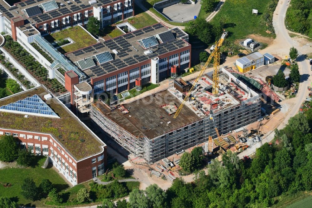 Aerial image Regensburg - Construction site for a new extension to the hospital grounds Universitaetsklinikum Regensburg on Franz-Josef-Strauss-Allee in Regensburg in the state Bavaria, Germany