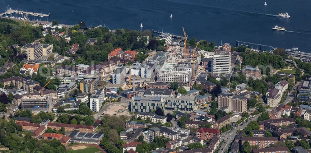 Kiel from the bird's eye view: Construction site for a new extension to the hospital grounds Universitaetsklinikum Schleswig-Holstein in Kiel in the state Schleswig-Holstein, Germany