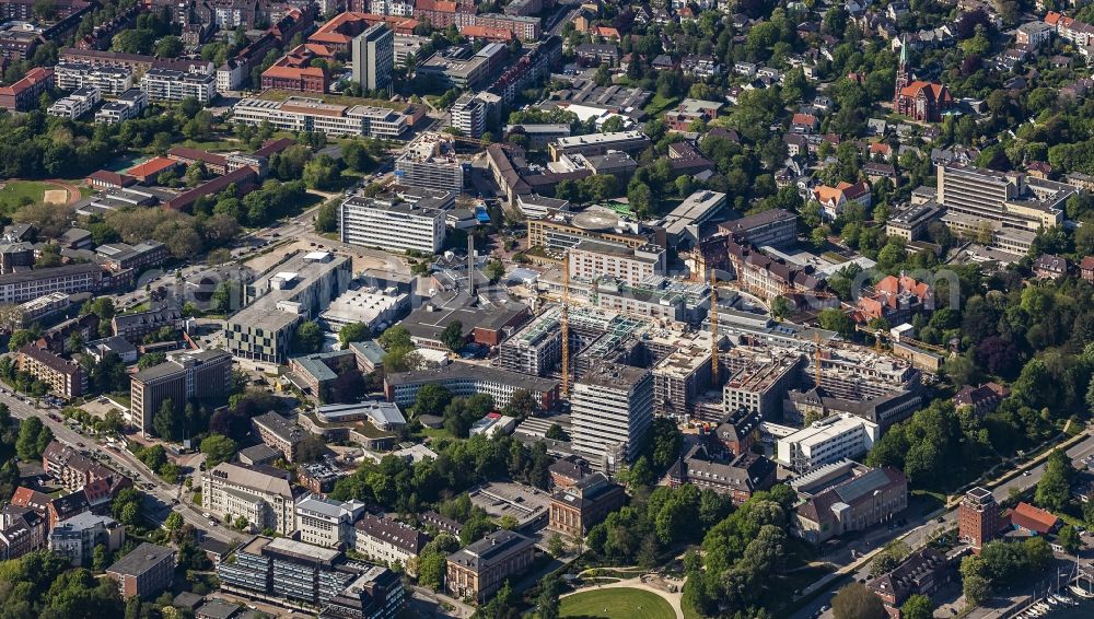 Aerial image Kiel - Construction site for a new extension to the hospital grounds Universitaetsklinikum Schleswig-Holstein in Kiel in the state Schleswig-Holstein, Germany