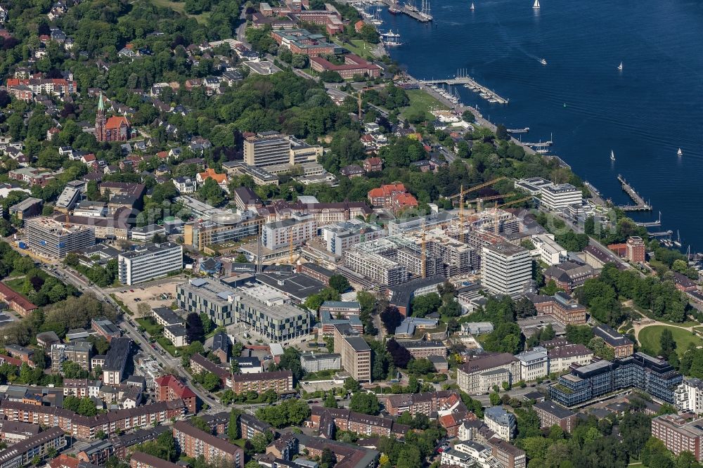 Kiel from the bird's eye view: Construction site for a new extension to the hospital grounds Universitaetsklinikum Schleswig-Holstein in Kiel in the state Schleswig-Holstein, Germany