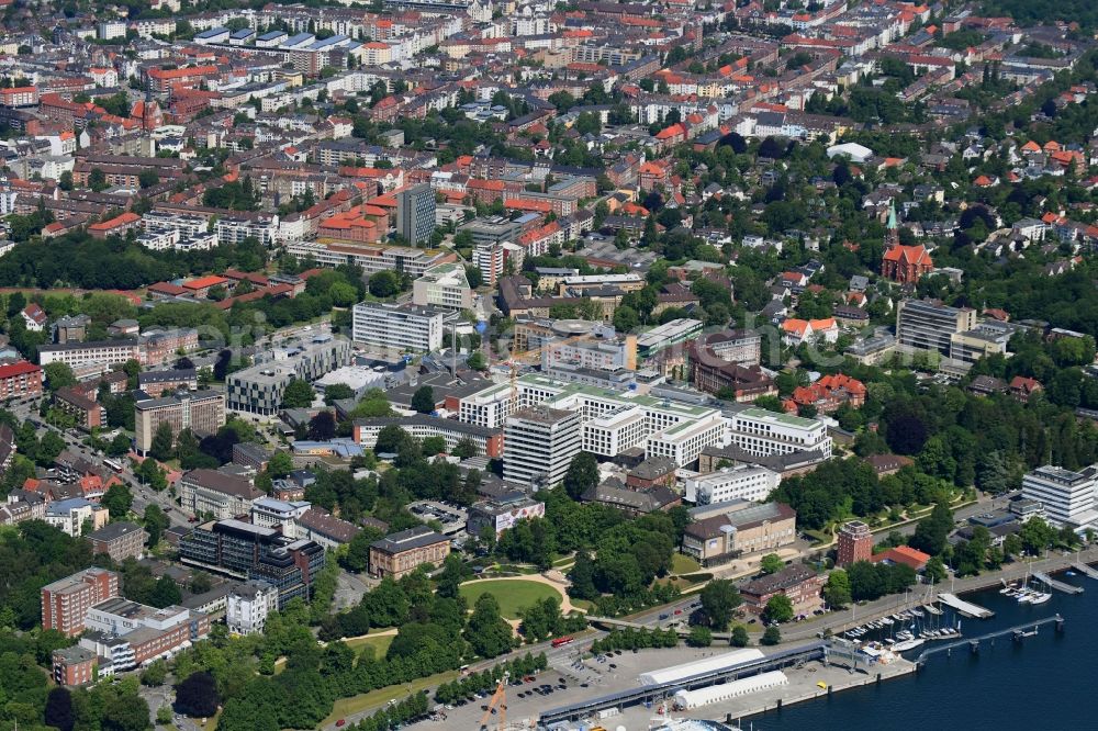 Kiel from the bird's eye view: Construction site for a new extension to the hospital grounds Universitaetsklinikum Schleswig-Holstein in Kiel in the state Schleswig-Holstein, Germany