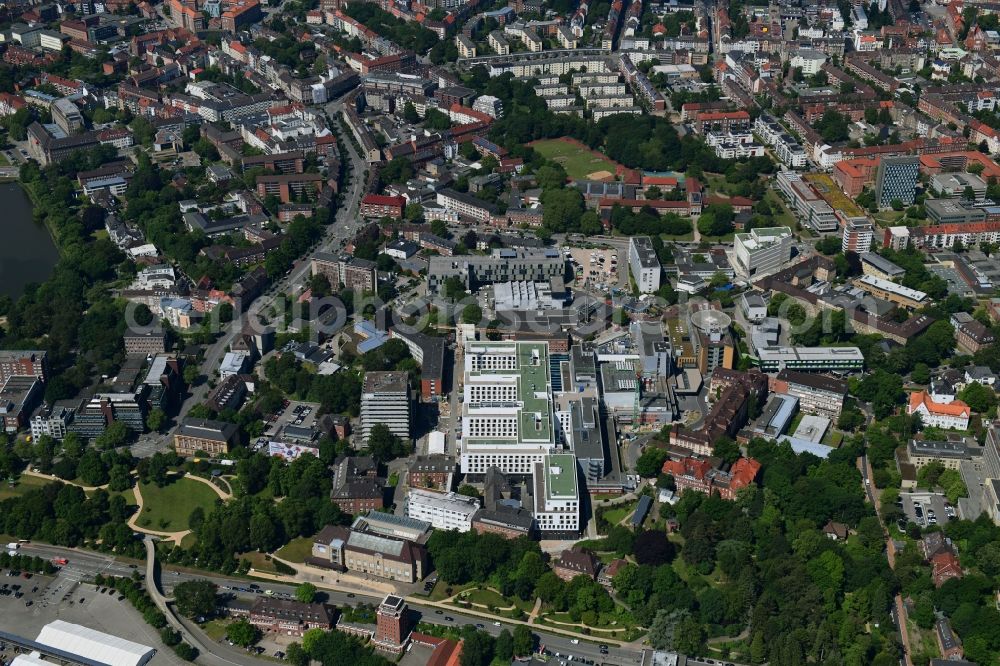 Kiel from above - Construction site for a new extension to the hospital grounds Universitaetsklinikum Schleswig-Holstein in Kiel in the state Schleswig-Holstein, Germany