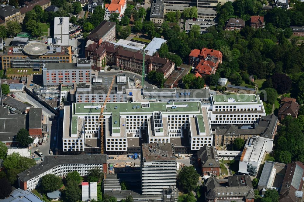 Kiel from the bird's eye view: Construction site for a new extension to the hospital grounds Universitaetsklinikum Schleswig-Holstein in Kiel in the state Schleswig-Holstein, Germany