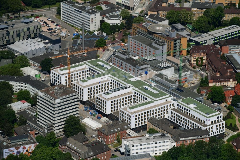 Aerial photograph Kiel - Construction site for a new extension to the hospital grounds Universitaetsklinikum Schleswig-Holstein in Kiel in the state Schleswig-Holstein, Germany