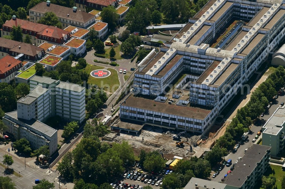 Aerial image Berlin - Construction site for a new extension to the hospital grounds Vivantes Klinikum Neukoelln on Rudower street in the district Buckow in Berlin, Germany