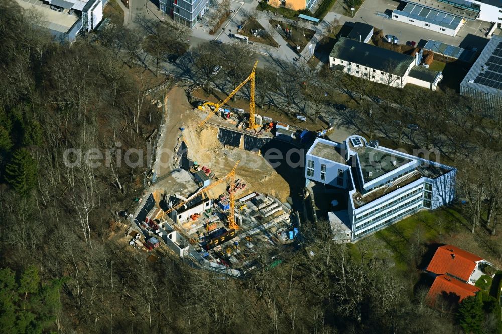 Kempten (Allgäu) from above - Construction site for a new extension on the grounds of the Medical Care Center Kempten-Allgaeu with a residential and nursing home for retirement clergy on Robert-Weixler-Strasse in Kempten (Allgaeu) in the state Bavaria, Germany