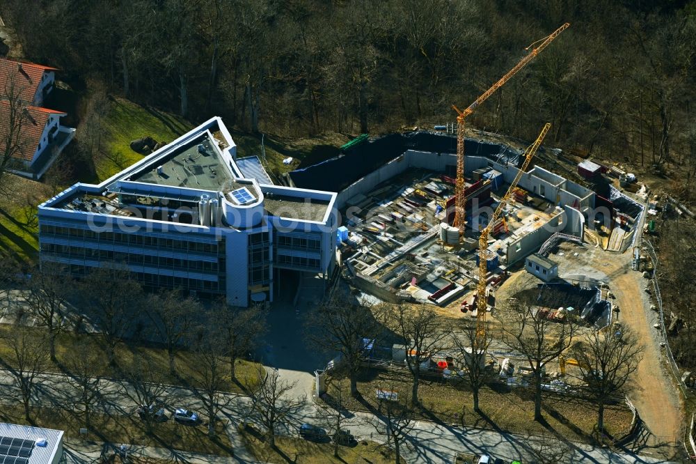 Kempten (Allgäu) from the bird's eye view: Construction site for a new extension on the grounds of the Medical Care Center Kempten-Allgaeu with a residential and nursing home for retirement clergy on Robert-Weixler-Strasse in Kempten (Allgaeu) in the state Bavaria, Germany