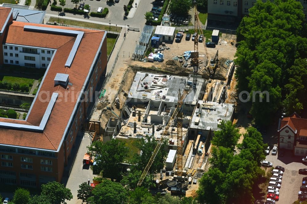 Berlin from above - Construction site for a new extension to the hospital grounds Park-Klinik Weissensee in the district Weissensee in Berlin, Germany