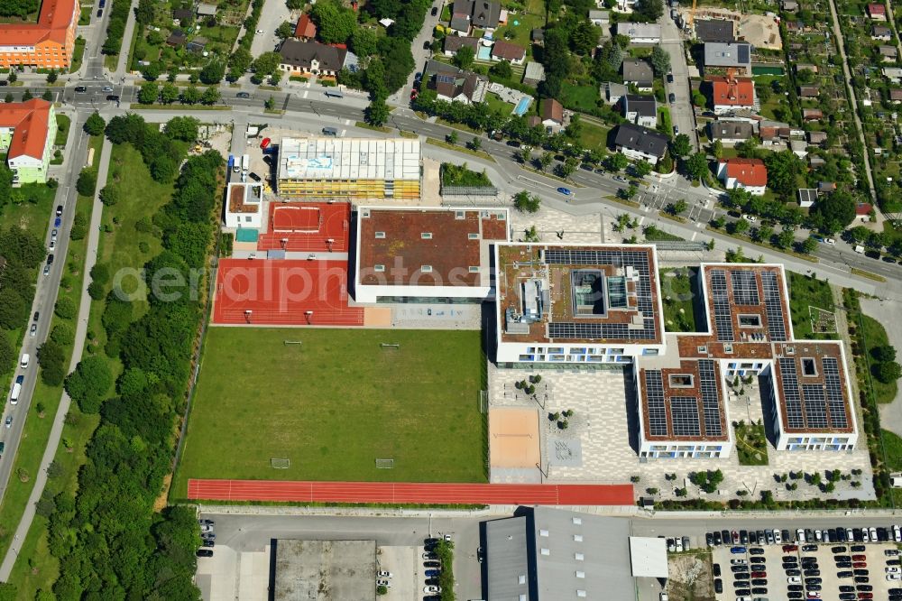 Aerial photograph München - Construction site for an extension to the school building of the Munich North in Munich in the state of Bavaria, Germany