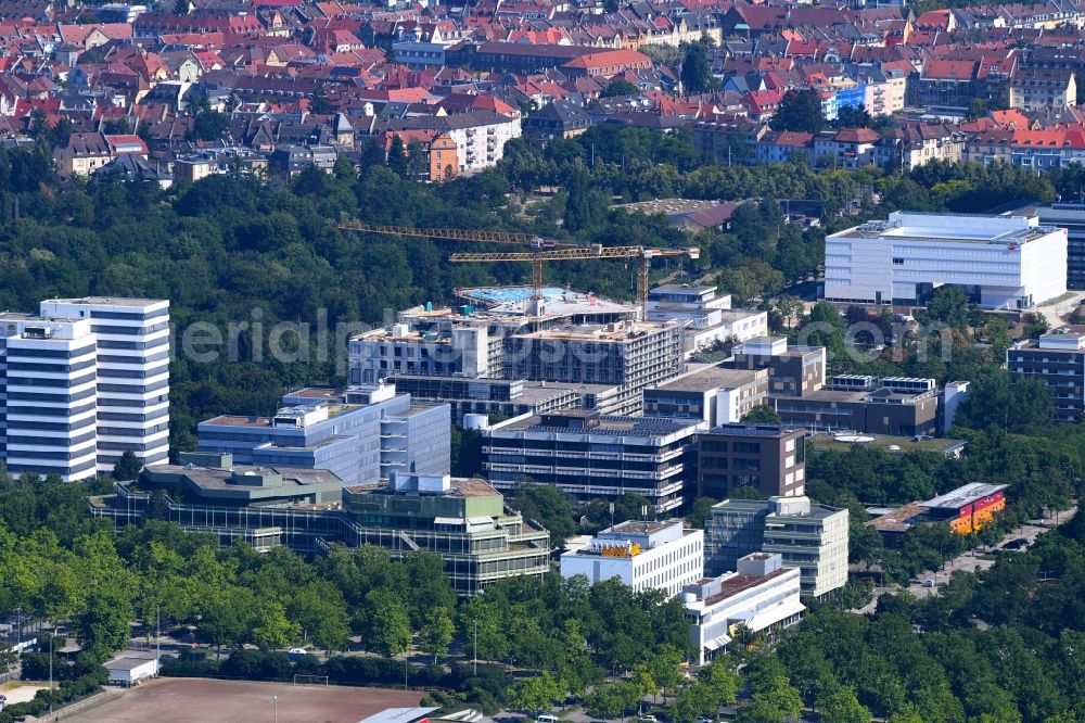 Aerial image Karlsruhe - Construction site for a new extension to the hospital grounds St. Vincentius-Kliniken Karlsruhe on Steinhaeuserstrasse in Karlsruhe in the state Baden-Wurttemberg, Germany