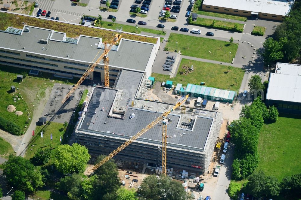 Kiel from above - New construction site of the school building of RBZ on Schuetzenpark on Westring in Kiel in the state Schleswig-Holstein, Germany