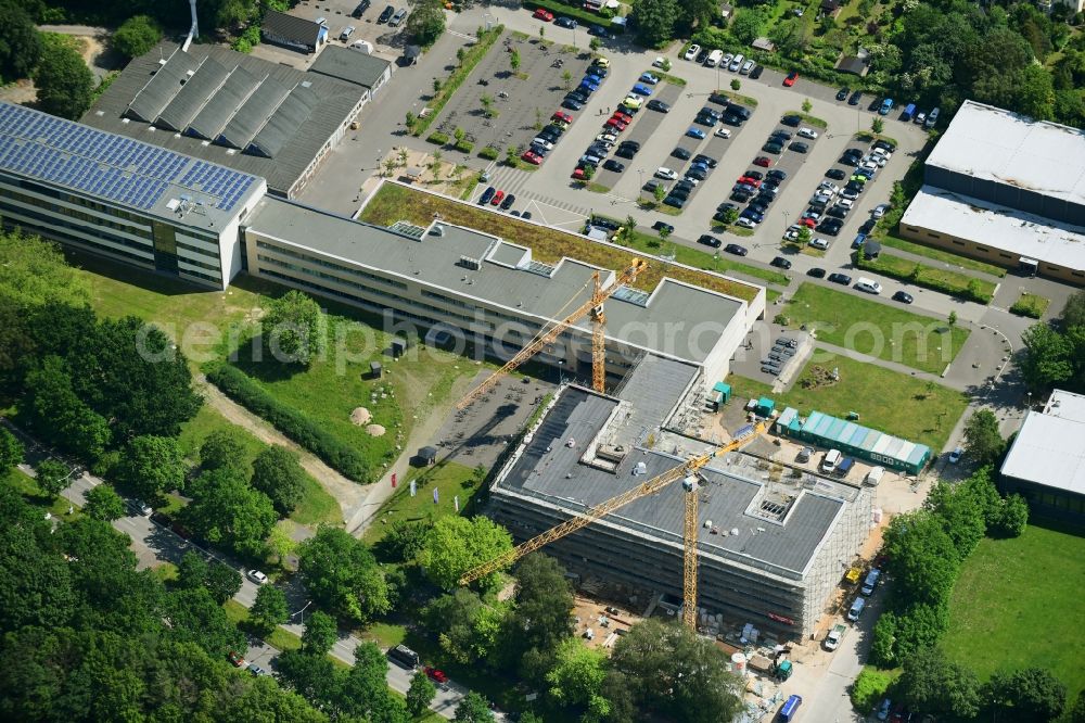 Aerial photograph Kiel - New construction site of the school building of RBZ on Schuetzenpark on Westring in Kiel in the state Schleswig-Holstein, Germany