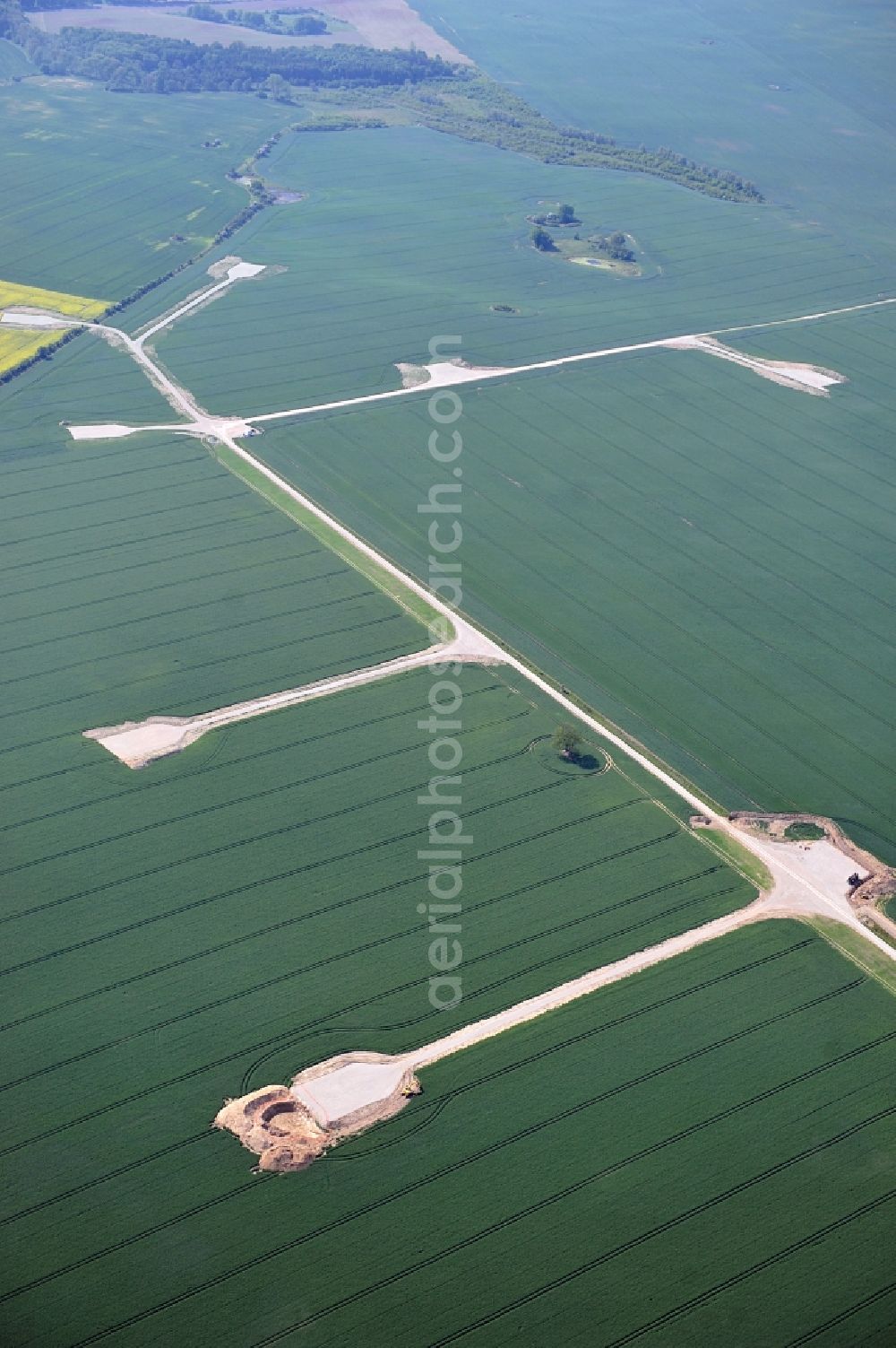 Aerial image Thelkow - Preparation for the contruction of a new wind farm in Thelkow in Mecklenburg Western Pomerania