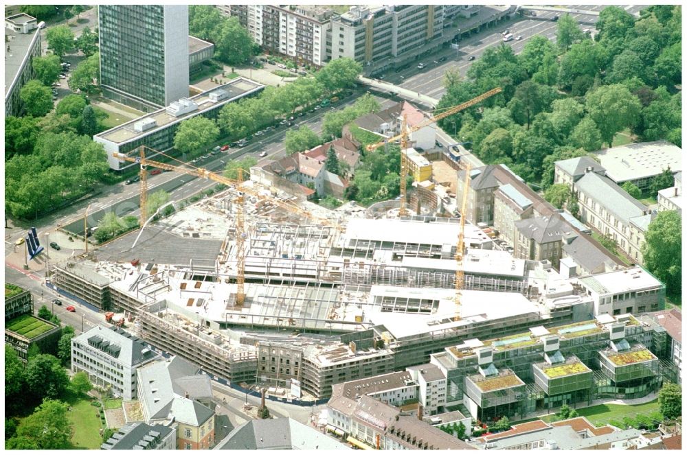 Aerial image Karlsruhe - Construction site building of the shopping center Ettlinger Tor Karlsruhe an der Karl-Friedrich-Strasse in Karlsruhe in the state Baden-Wuerttemberg, Germany