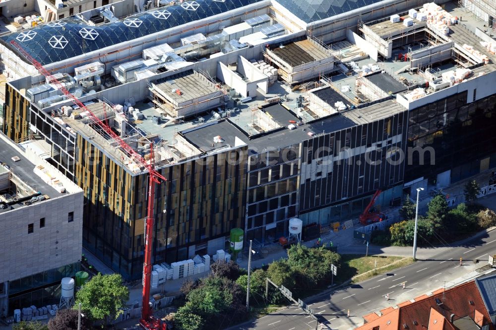 Aerial image Leipzig - View of construction site of the shopping center Hoefe am Bruehl in Leipzig in Saxony