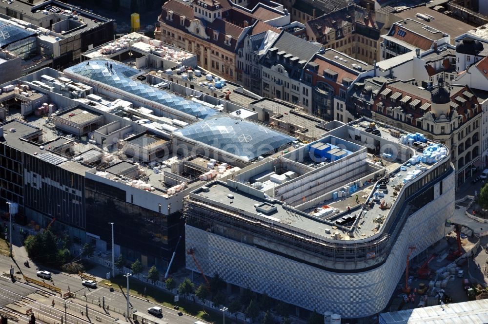 Leipzig from the bird's eye view: View of construction site of the shopping center Hoefe am Bruehl in Leipzig in Saxony