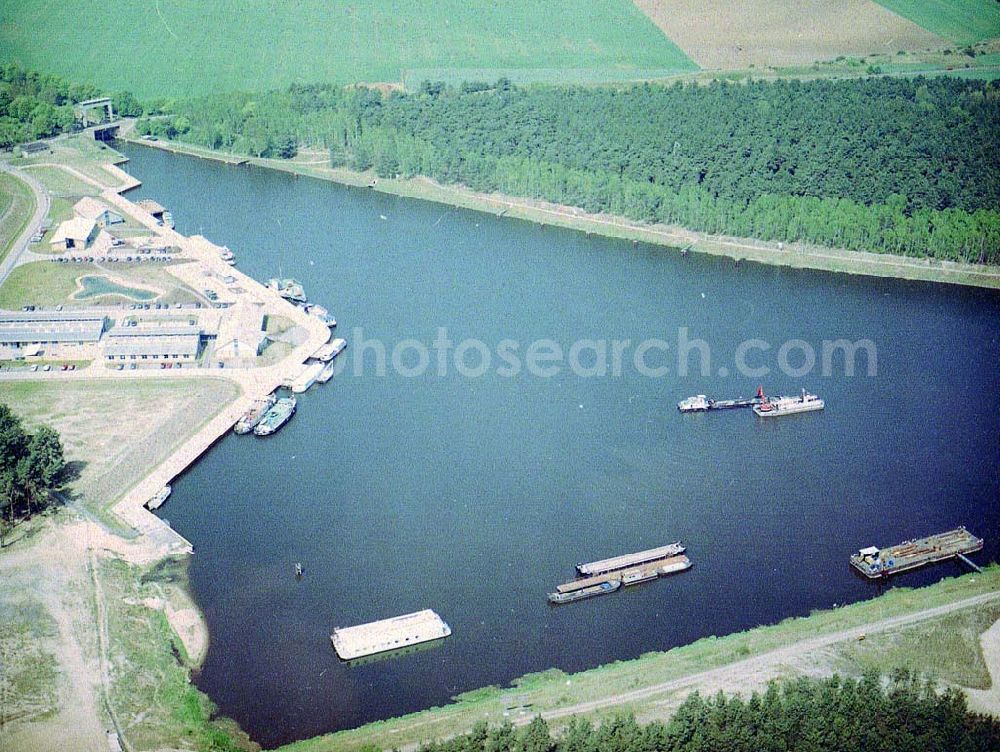 Niegripp from the bird's eye view: Baustelle am Elbe - Havel - Kanal vor der Schleuse Niegripp am Wasserstraßenkreuz Magdeburg.