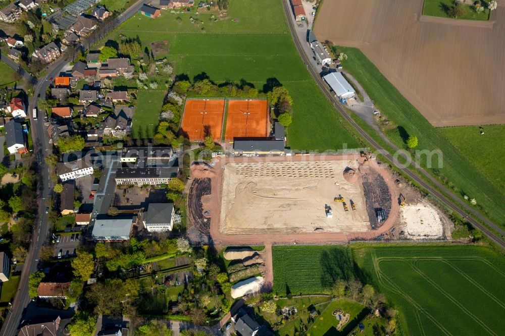 Aerial image Hamm - Construction site at the ensemble of sports facilities at the Realschule high school Mark in Hamm in the state of North Rhine-Westphalia