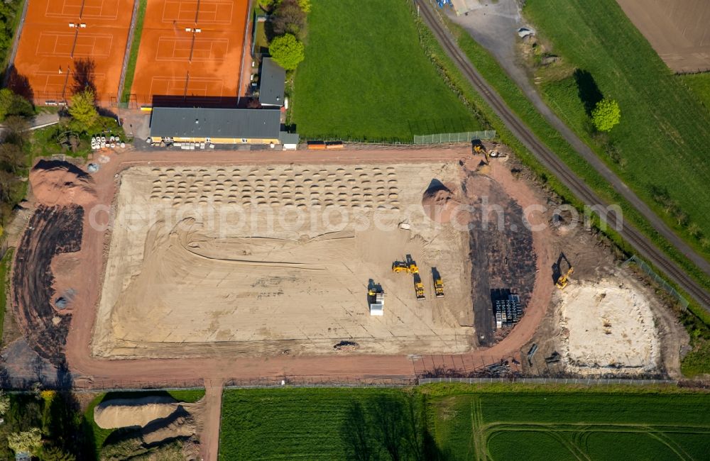 Aerial photograph Hamm - Construction site at the ensemble of sports facilities at the Realschule high school Mark in Hamm in the state of North Rhine-Westphalia