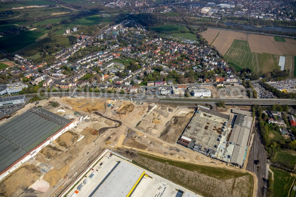 Aerial photograph Bochum - Construction site to build a new building complex on the site of the logistics center in the development area MARK 51 in Bochum in the state North Rhine-Westphalia, Germany