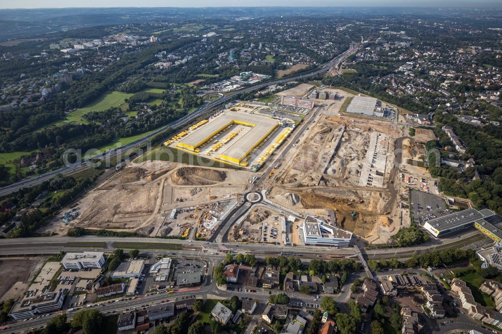 Aerial photograph Bochum - Construction site to build the new building complex of the ZESS - Forschungszentrum on the site of the logistics center in the development area MARK 51 in the district Laer in Bochum at Ruhrgebiet in the state North Rhine-Westphalia, Germany