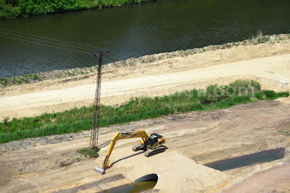 Aerial image Ihleburg - Construction site for irrigation and drainage channel works on the banks of the Elbe-Havel canal at Ihleburg in the state of Saxony-Anhalt