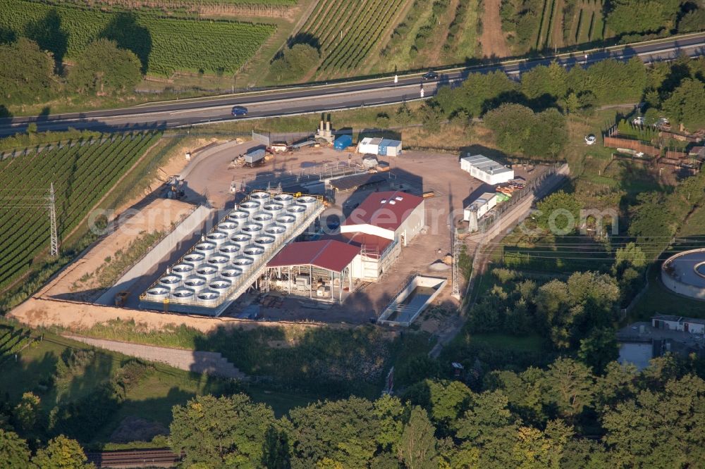 Insheim from the bird's eye view: Power plants of geo-thermal power station on A65 in Insheim in the state Rhineland-Palatinate