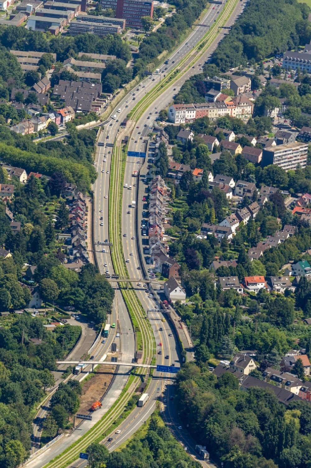 Essen from above - View of the construction side to motorway A40 in Essen in North Rhine-Westphalia