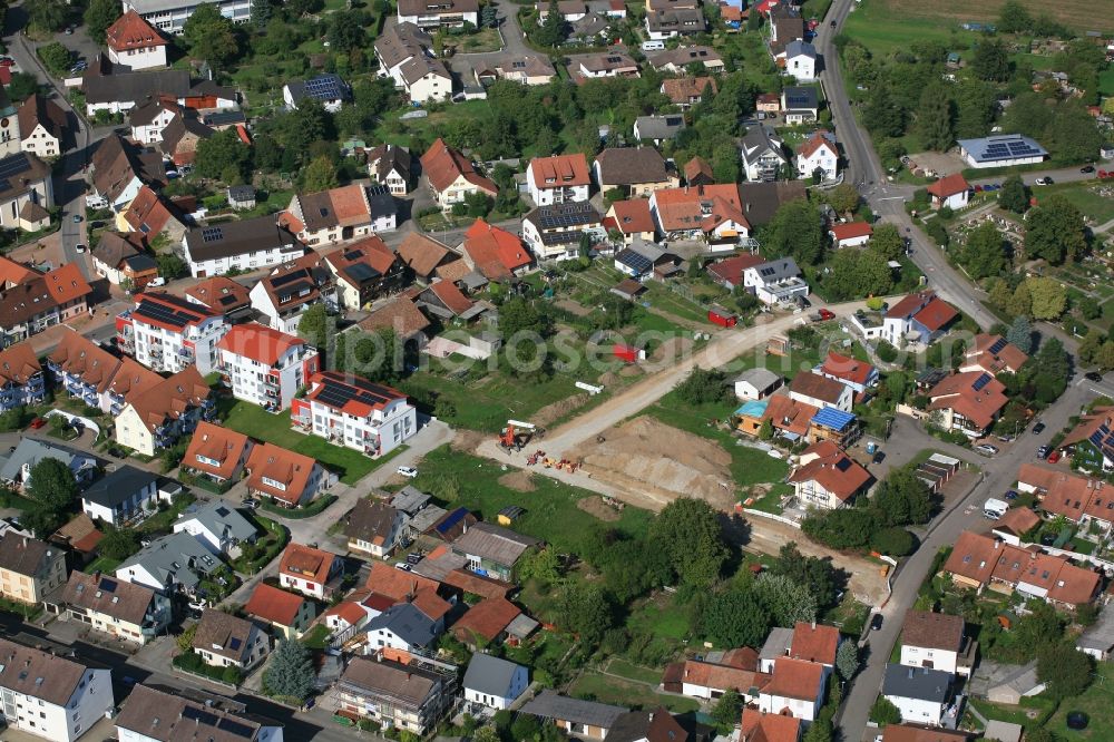 Aerial photograph Rheinfelden (Baden) - Construction sites for new residential area Kuerzeweg in the district Herten in Rheinfelden (Baden) in the state Baden-Wurttemberg, Germany