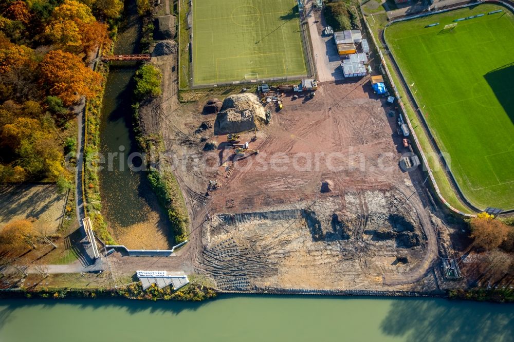 Aerial image Hamm - Construction site with development works and embankments works at the Ahseflussdueker at Datteln Hamm canal at the Lippe river in Hamm in the state North Rhine-Westphalia