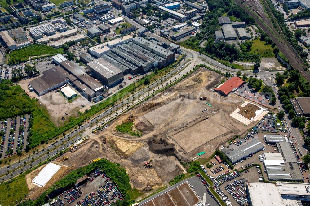 Aerial photograph Essen - Construction site with development works and embankments works an der Altendorfer street in Essen in the state North Rhine-Westphalia