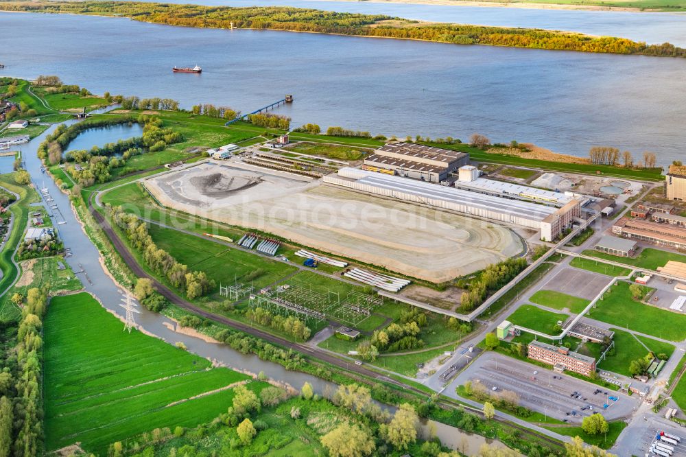 Aerial photograph Stade - Construction site with development works and embankments works Areva on street Johann-Rathje-Koeser-Strasse in Stade in the state Lower Saxony, Germany