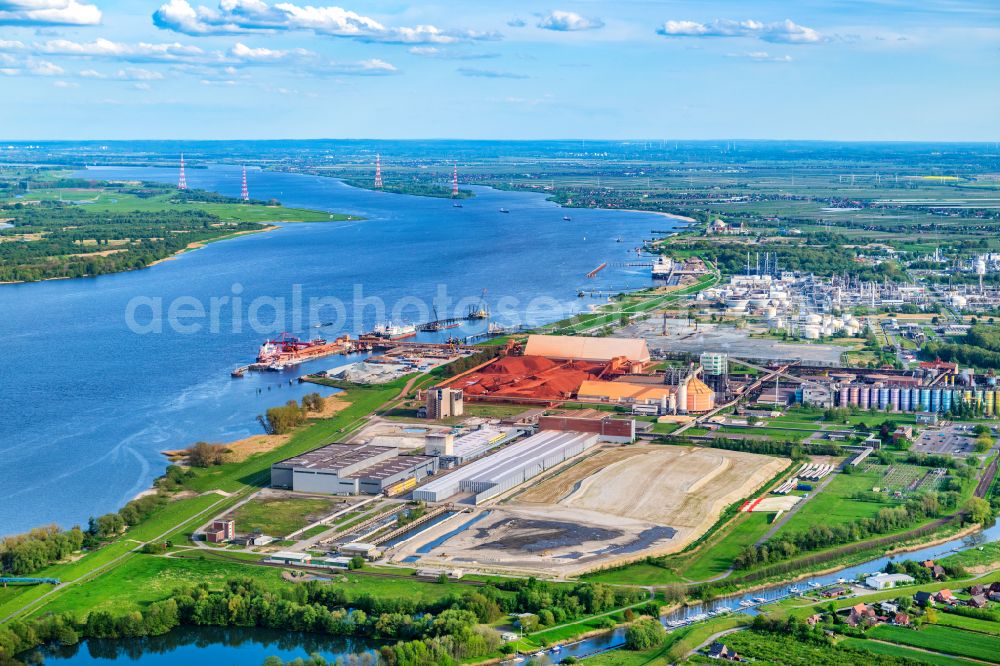 Stade from the bird's eye view: Construction site with development works and embankments works Areva on street Johann-Rathje-Koeser-Strasse in Stade in the state Lower Saxony, Germany