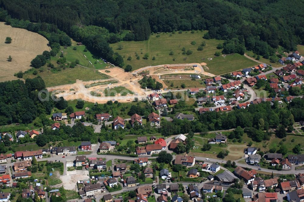 Wehr from the bird's eye view: Construction site with development works and embankments works for the building area Breit II in the district Oeflingen in Wehr in the state Baden-Wuerttemberg, Germany