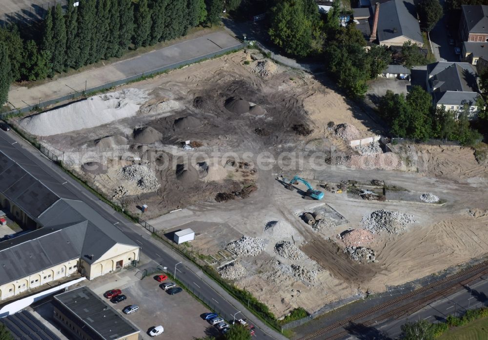 Dresden from above - Construction site with development works and embankments works at the Else-San der-Strasse in Dresden in the state Saxony