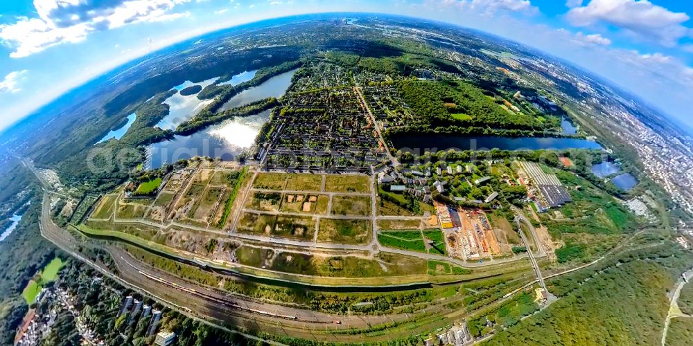 Aerial photograph Duisburg - construction site with development works and embankments works in the development area of the 6-Seen-Platte on Masurenallee on Masurenallee in the district Wedau in Duisburg at Ruhrgebiet in the state North Rhine-Westphalia, Germany