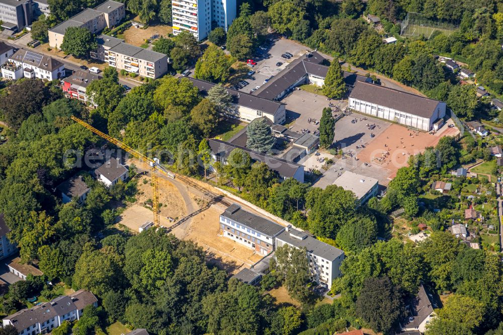 Aerial photograph Essen - Construction site with development works and embankments works on street Bergerhauser Strasse in the district Bergerhausen in Essen at Ruhrgebiet in the state North Rhine-Westphalia, Germany